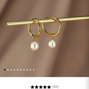 Elegant Gold Pearl Hoop Earrings